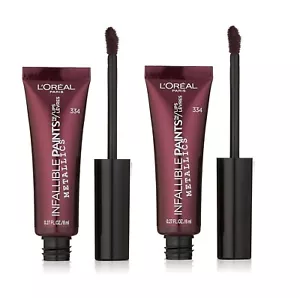 Lotto 2 L’Oreal Infallible Paints Metallics Liquid Lip Color #334 Eclipse nuovi - Foto 1 di 2