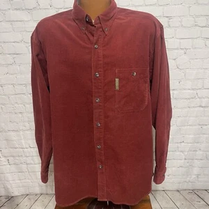 Mens Columbia Button Front LS Shirt Corduroy Rust Waffle Weave Textured Size L - Picture 1 of 8