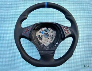 BMW E90 E91 E84 NEW NAPPA LEATHER ERGONOMIC INLAYS FLAT BOTTOM blue mark BASE - Picture 1 of 13