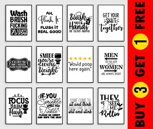 Bathroom Print Minimalist Wall Funny Art Poster Toilet Home Picture Art Poster - Picture 1 of 52