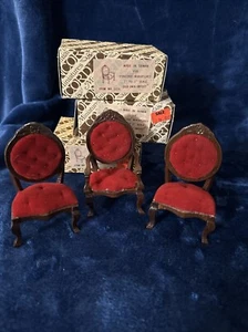 Vintage Concord Miniatures Victorian Arm Chair & 2 Other 1:12 In Orig Box (3) - Picture 1 of 3