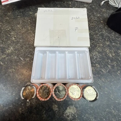 2003 P full state quarter set AL IL ME AR MO 5 rolls uncirculated W/MINT BOX - Image 1 of 4