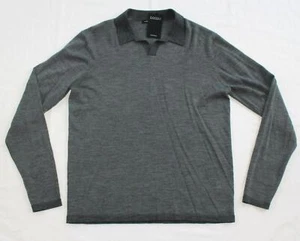 $175 NEW Robert Barakett GRAY Knit WOOL Men X-LARGE XL Open Collar Polo Sweater - Picture 1 of 6