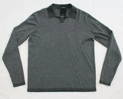 $175 NUEVO Robert Barakett GRIS Tejido LANA Hombres X-LARGE XL Cuello Abierto Polo Suéter Foto 1 de 4