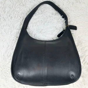 COACH Ergo Zip Hobo Shoulder Bag #9025 Black Vintage Leather Y2K Authentic - Picture 1 of 15