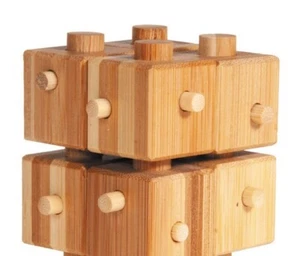 Cube with Sticks 3D Bamboo Puzzle Fridolin IQ-Test Brain Teaser New - Picture 1 of 1