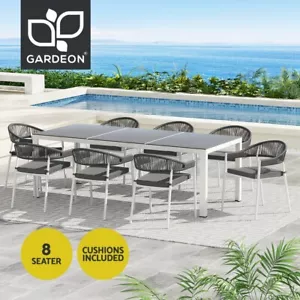 Gardeon 9PCS Outdoor Dining Set Table Chairs Patio Rope Lounge Setting 8-seater - Picture 1 of 9