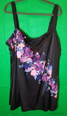 Vestido de Baño AVENUE Talla Grande 28 Negro Floral Nuevo Con Etiquetas, Verano, Playa Foto 1 de 4