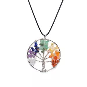 Reiki Naturstein Baum des Lebens Chips Perlen Heilung Chakra Anhänger Halskette HEISS - Bild 1 von 4