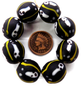 8 Rare Perline GHOST Nero Commercio Africano Stile Antico TT216 LEGGI Descrizione - Foto 1 di 1