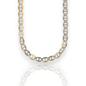 Mariner Link Chain Necklace - 10K Yellow Pave Gold - Solid - Picture 1 of 10
