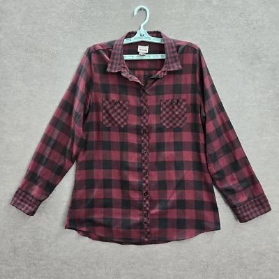 Camisa con botones XL roja a cuadros bordada calavera Hot Topic para mujer Foto 1 de 4