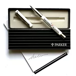 1984 Parker USA Tuscarora Plastics PA Black Ink Advertising Pen Works - Picture 1 of 7