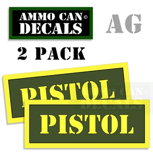 PISTOLA Munizioni Scatola Decalcomania Adesivo Proiettile ESERCITO Pistola Sicurezza Caccia 2 Pack AG - Foto 1 di 2
