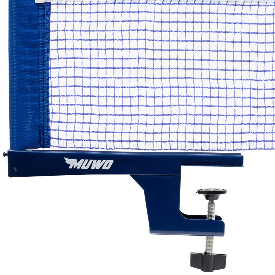 MUWO verstellbares Tischtennisnetz und Pfosten Set Freizeit MW-116 blau neu