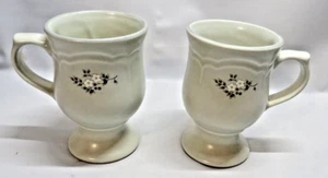 Pfaltzgraff Footed Pedestal Tea Coffee Mugs Cups White Flowers pattern lot 2 - Picture 1 of 4