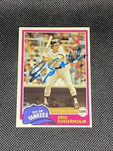 Carta Topps firmata Eric Soderholm New York Yankees 1981 #383 ~ COA - Foto 1 di 3