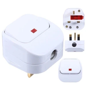 Mains Plug Top With Switch on/off 13A Amp Fused Switched Neon Light Tool White - Picture 1 of 6