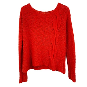 Suéter tejido con cable sesgado naranja talla pequeña Yellow Bird Anthropologie tejido nubby - Imagen 1 de 10