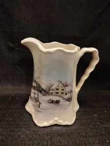 Vintage Currier und Ives Winterszene Keramik Krug - Bild 1 von 9