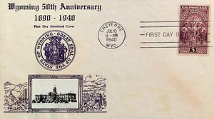 FDC #897-31, 7/10/1940, CHEYENNE, CROSBY CACHET UNADDRESSED - Picture 1 of 2