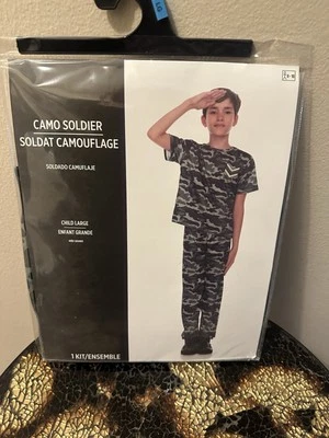 Niños Traje Militar Grande Camuflaje Cadete Soldado Halloween Disfraz Fiesta Foto 1 de 4