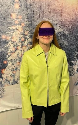 Bright Lime Green Leather Jacket - Image 1 of 4