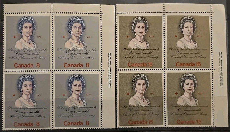 Canada Scott 620-621 Queen Elizabeth II Royal Visit 1973 VF MNH UR Plate Nº1 Set - Image 1 of 1