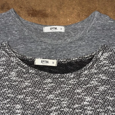 EPTM. Lote de 2 Camisetas Hombre Manga Corta Ceniza - Gris Talla M Hechas en EE. UU. Dobladillo Curvo Foto 1 de 4