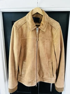 ALLSAINTS Drant Regular Fit Zip Front Goat Suede Jacket - Tan Brown - Large - Picture 1 of 13