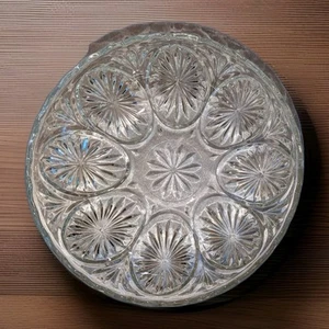 Serving Bowl Clear Depression Glass Cameo Star Medallion 10.5" - Picture 1 of 6