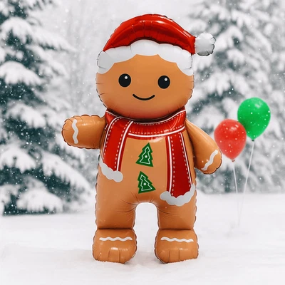 Gingerbread Man Large Standing Balloon Christmas Decoration  Party Supplies - image 1 of 4