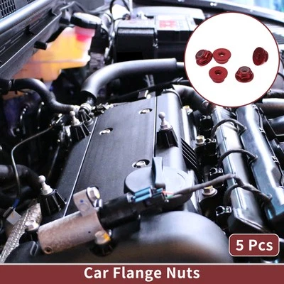 5 Stück M2 Auto-Flanschmuttern, Kunststoff-Gummiring, Weinrot, 2,9mm - Bild 1 von 4