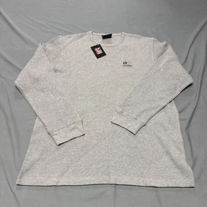 Polo Jeans Co Ralph Lauren Shirt Mens XL Gray Waffle Knit Long Sleeve USA Flag - Picture 1 of 10