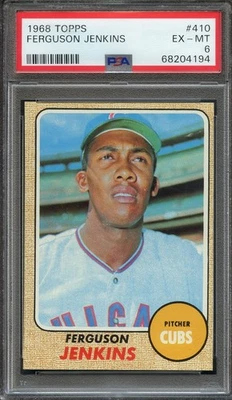 1968 Topps #410 Ferguson Jenkins PSA 6 HOF Chicago Cubs 4194 - Image 1 of 2