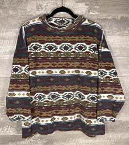 Vintage Tribal Azteken Funky Mock Neck Boxy Relaxed Dolman Sleeve Top Size M Herbst Boho - Bild 1 von 24
