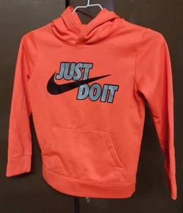 NIKE Just Do It Orange Dri-Fit Sweatshirt Hoodie Kids 6/M - Picture 1 of 5