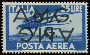 AMG. VG. - Posta Aerea Lire 25 varietà doppia soprastampa - Picture 1 of 1