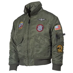 US TOP GUN Pilot Kids Army Jacket OD Green w/ Patches - Kids Sizes - Brand New - Picture 1 of 2