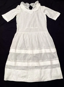 Antique 1900s Edwardian Sheer Dress Vintage 1910 1920s Embroidered Handmade - Picture 1 of 9