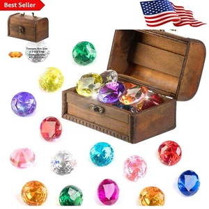 15 Big Colorful Diamond Set with Pirate Treasure Chest Pool Diving Toy - Picture 1 of 10