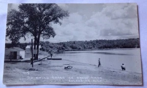 c. 1950s COLERAINE, MN, WATERPLANE on TROUT LAKE SWIMMING BEACH POSTCARD RPPC - Picture 1 of 2