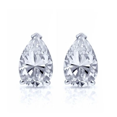 4CT Perle Simulierte Diamant Solitär Ohrstecker 14K Weißgold Beschichtet Silber - Bild 1 von 4