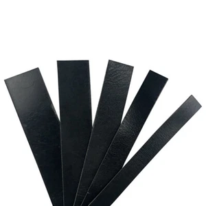 Black Full Grain Buffalo Leather Strips 8/9 ounce (3/8" to 4") - Picture 1 of 11