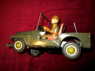 AMAZING 1st DIV. KOREA US ARMY PATROL TIN JEEP BATTERY OPERATED BY T.N JAPAN 50s - Image 1 of 4