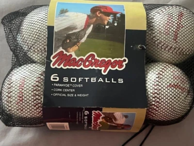6 bolas de softbol MacGregor Red Hawk #92446 cubierta de parahído centro de corcho TOTALMENTE NUEVAS Fr Sh Foto 1 de 4
