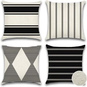 Pack of 4 Outdoor Waterproof Throw Pillow Covers 18x18 Inch Geometric Pillow