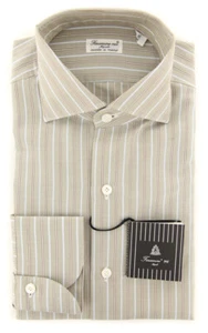 Finamore Napoli Beige Striped Shirt - Extra Slim - (2018022318) - Picture 1 of 4