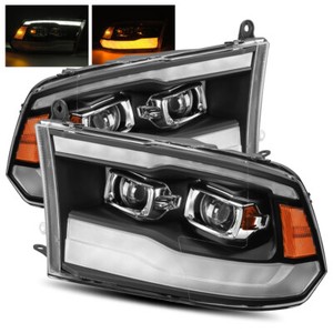 For 13-18 Ram 1500/2500/3500 (Factory Projector) Black DRL Projector Headlights