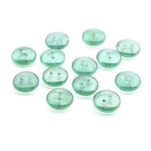 Lot (12) vintage Czech iridescent rondelle glass buttons beads 13mm - Picture 1 of 3